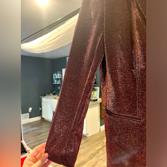 Tahari Bronze Shine One-Button Blazer - Picture 5 of 13